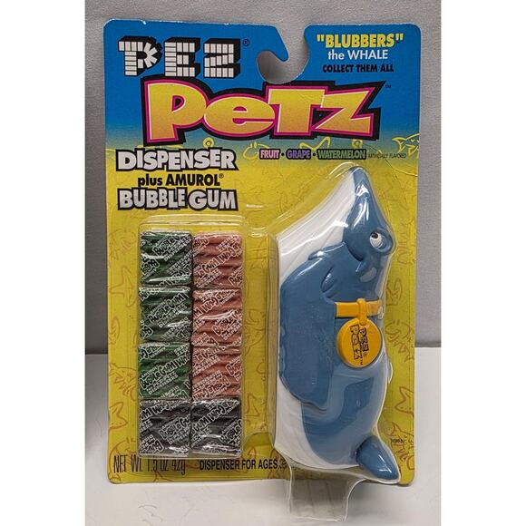 Vintage Pez Petz Dispenser Plus Bubble Gum, Purrl The Cat & Blubbers The Whale - Picture 4 of 8